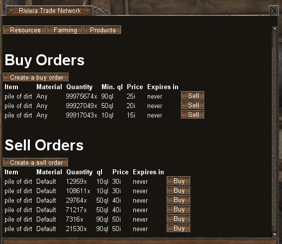 Buy order selection