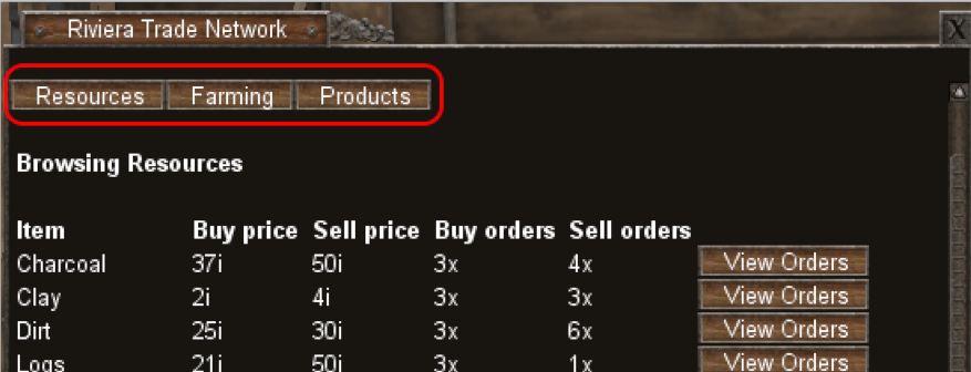 Auction house category selection