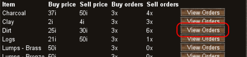 Item order selection interface